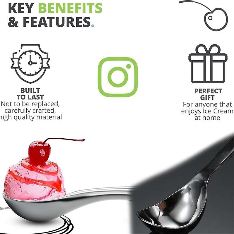 Stainless Steel Ice Cream Scoop - Comfortable Handle for Effortless Portioning - Perfect for Solid I