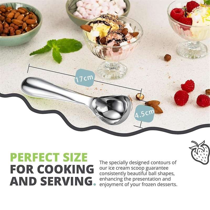 Stainless Steel Ice Cream Scoop - Comfortable Handle for Effortless Portioning - Perfect for Solid I