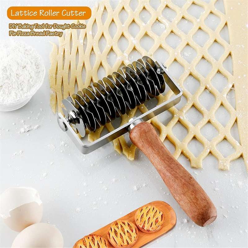 Stainless Steel Lattice Cutter, Dough Lattice Roller Cutter Baking Tool Cookie Pie Pizza Bread Pastr