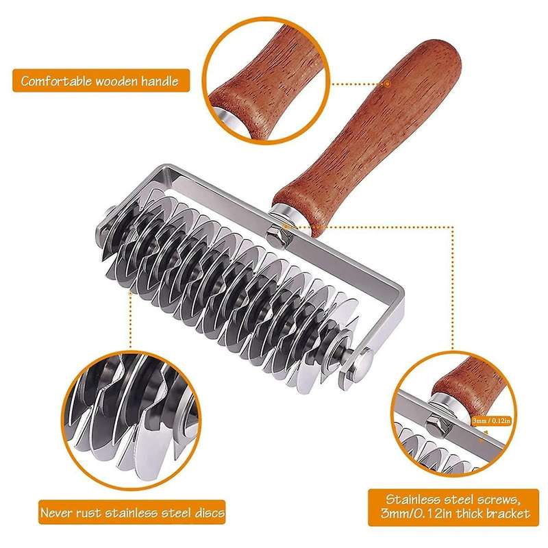 Stainless Steel Lattice Cutter, Dough Lattice Roller Cutter Baking Tool Cookie Pie Pizza Bread Pastr
