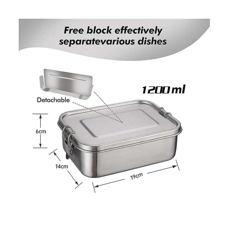 Stainless Steel Lunch Box, 1200 Ml Lunch Box, Leak-proof with Removable Divider, Lunch Boxes,environ