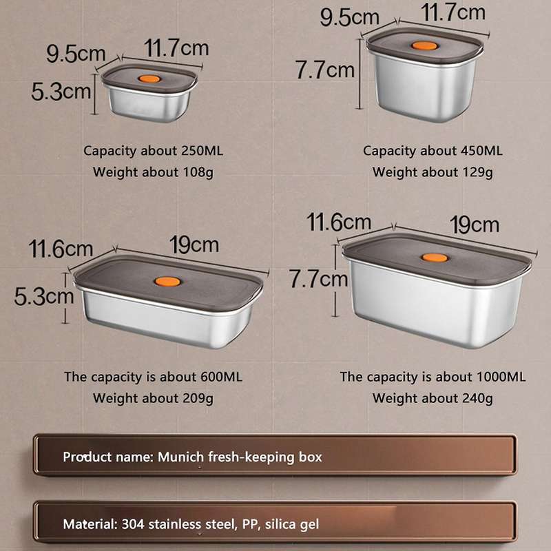 Stainless Steel Lunch Box Food Storage Box Portable Picnic Camping Outdoor Food Crisper Food Storage