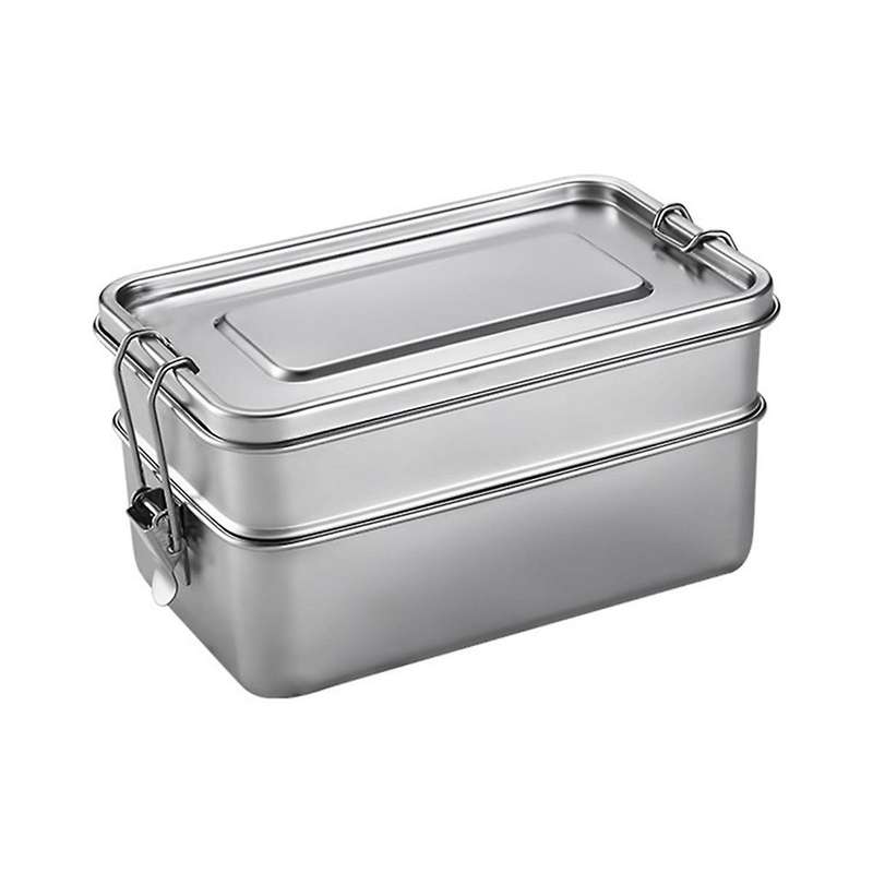 Stainless Steel Lunch Box Double Layers Bento Student Food Container Snack Storage Box Anti-leak Fru