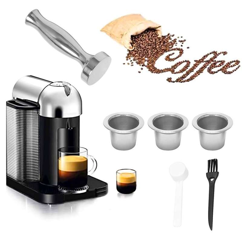 Stainless Steel Metal Reusable for Capsule with Press Coffee Stainless Tamper Coffee Pod for Machin