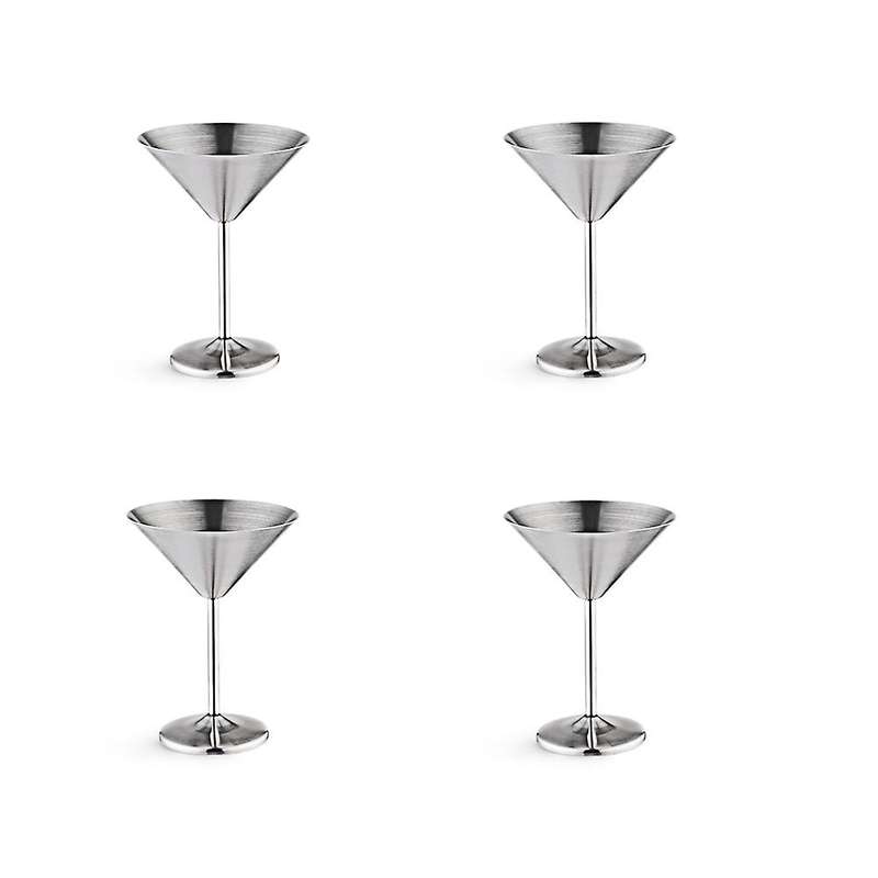 Stainless Steel Martini Glasses 4, 8 Oz Metal Cocktail Glasses, Unbreakable, Durable, Mirror Finish