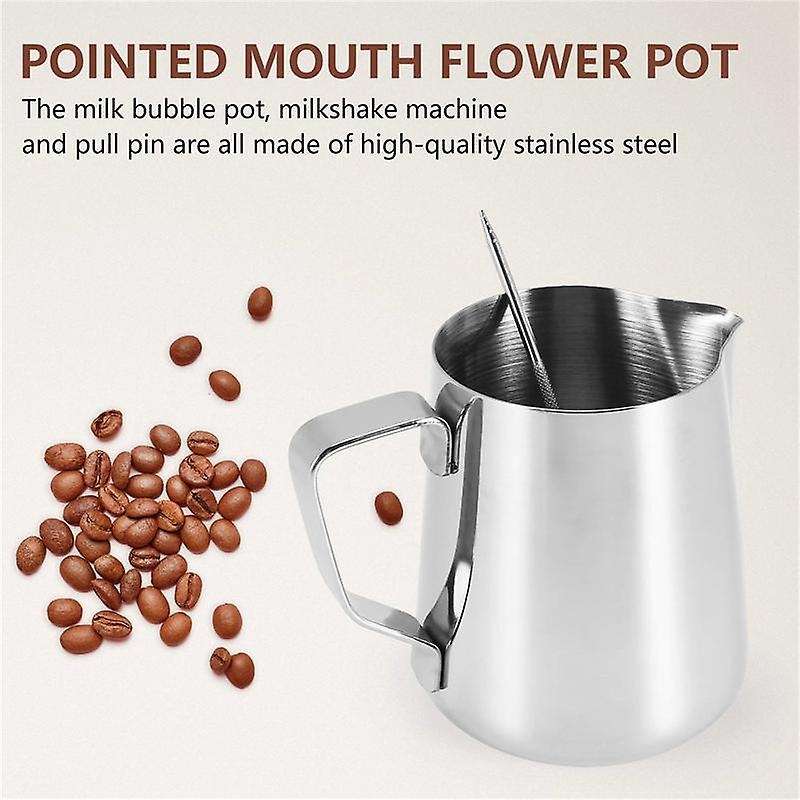Stainless Steel Milk Frothing Pitcher 20oz Coffee Shaker Duster Sugar Powder Cocoa Sifter with Capp