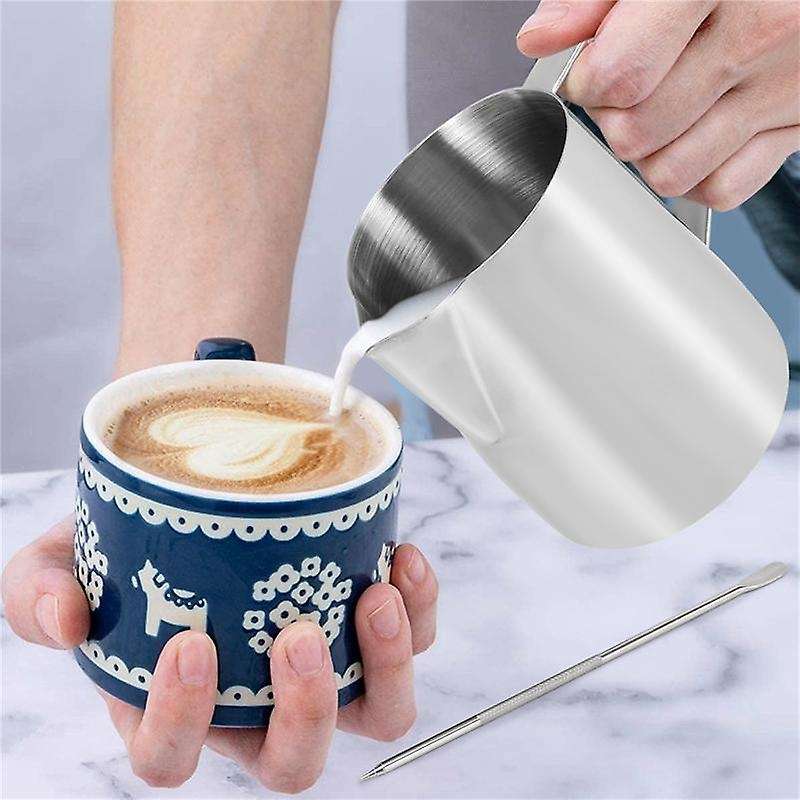 Stainless Steel Milk Frothing Pitcher 20oz Coffee Shaker Duster Sugar Powder Cocoa Sifter with Capp