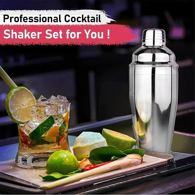 Stainless Steel Mixer, Barware, Cocktail Glasses, European Bar Supplies Three-Piece Set
