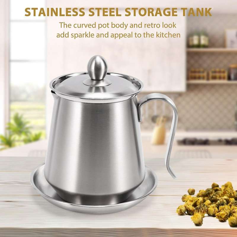Stainless Steel Oil Storage Can,with Fine Mesh Filter,dust-proof Lid,stainless Steel Handle,for Cof