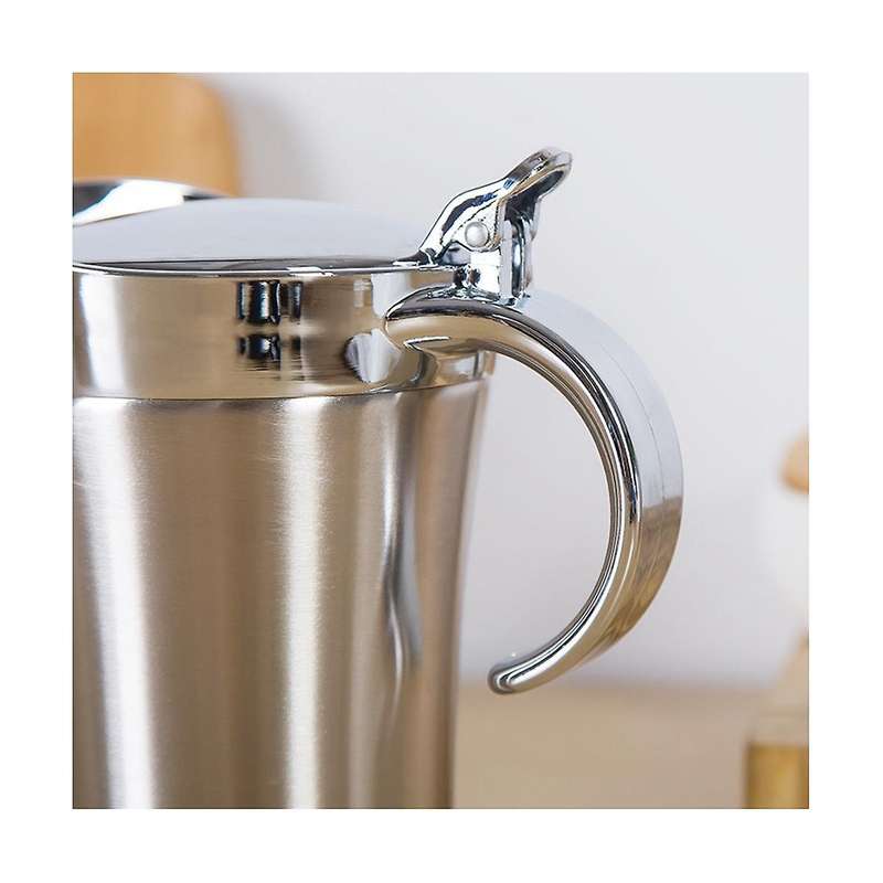 Stainless Steel Oil Sauce Pot Dining Table Jug Custard Cream Ketchup Double Walled Insulated Thermal