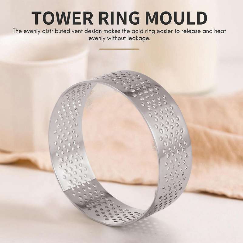 Stainless Steel Perforated Tart Rings,heat-resistant Porous Cake Mousse Molds,non-stick Bottom Towe
