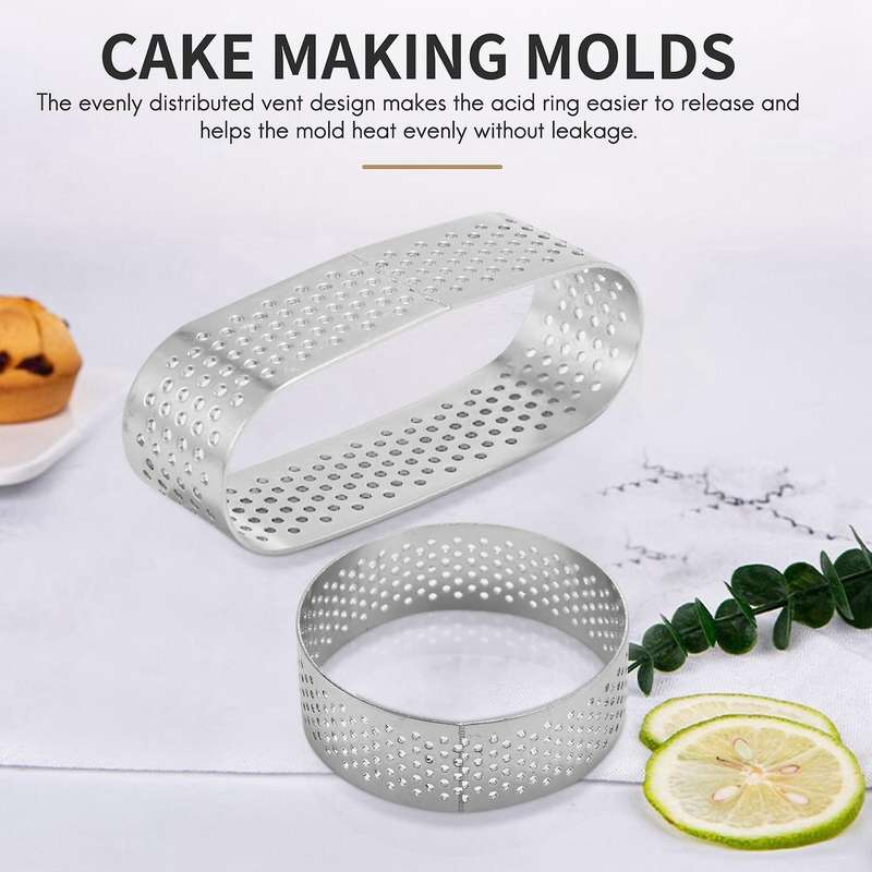 Stainless Steel Perforated Tart Rings,heat-resistant Porous Cake Mousse Molds,non-stick Bottom Towe