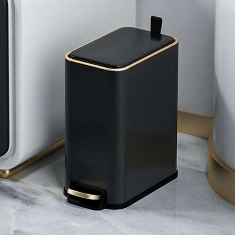Stainless Steel Pedal Trash Can Household Narrow Metal Garbage Bin with Lid for Bathroom Kitchen Liv