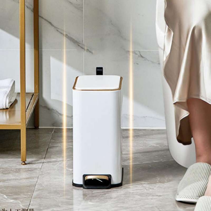 Stainless Steel Pedal Trash Can Household Narrow Metal Garbage Bin with Lid for Bathroom Kitchen Liv