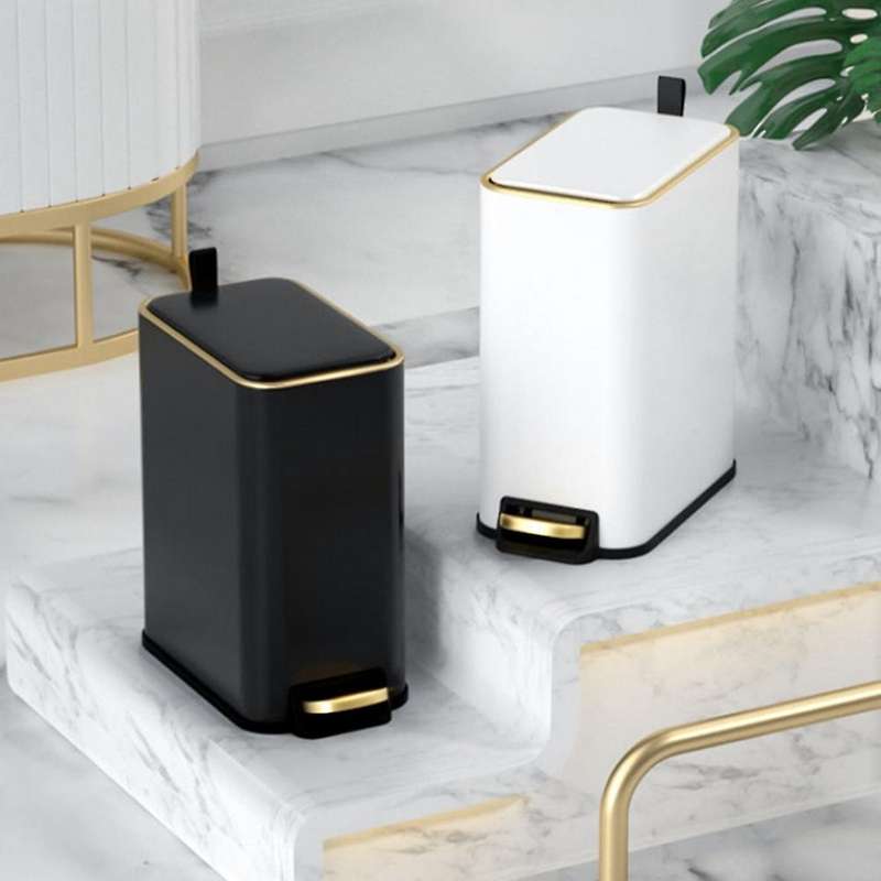 Stainless Steel Pedal Trash Can Household Narrow Metal Garbage Bin with Lid for Bathroom Kitchen Liv