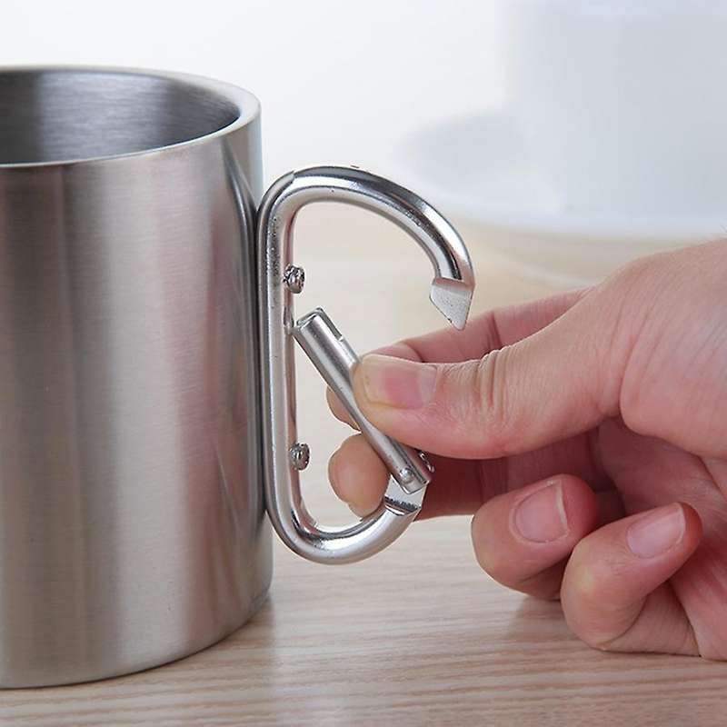 Stainless Steel Outdoor Travel Mug Portable with Lock Buckle Climbing Cup 450Ml