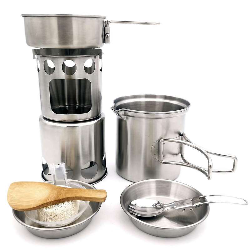 Stainless Steel Outdoor Cooking Kettle, Light and Compact Camping Camp, Hiking Picnic