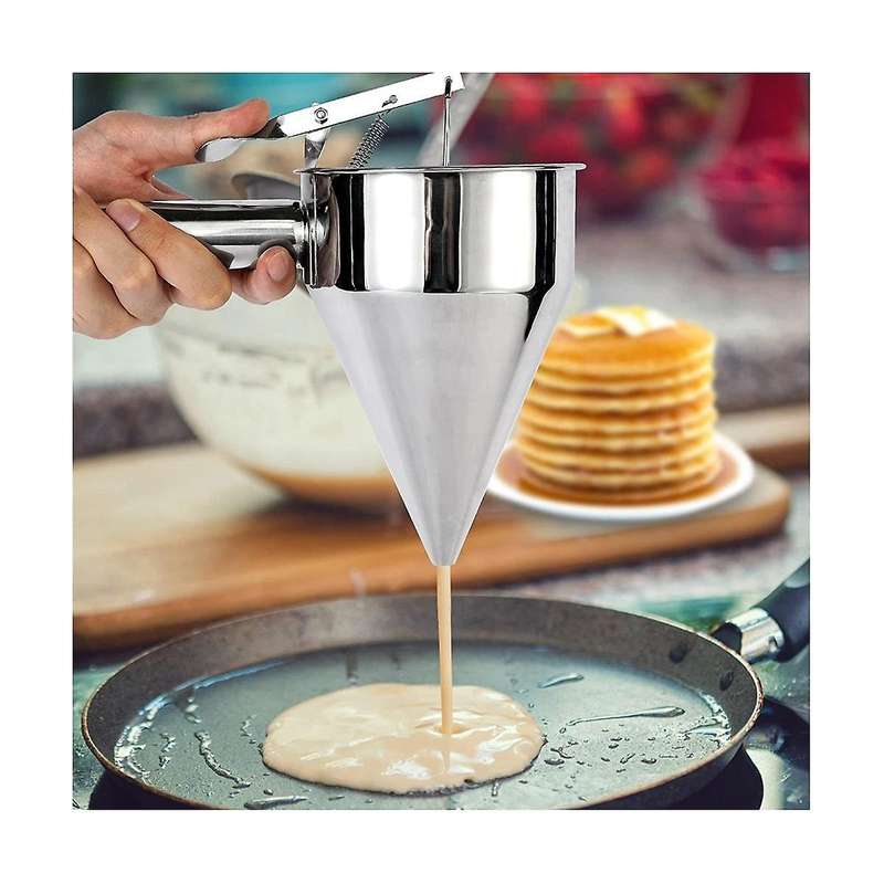 Stainless Steel Pancake Batter Dispenser, Funnel Dispenser with Stand Baking Tool for Cake Pancakes