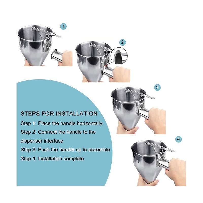 Stainless Steel Pancake Batter Dispenser, Funnel Dispenser with Stand Baking Tool for Cake Pancakes