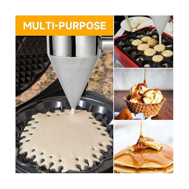 Stainless Steel Pancake Batter Dispenser, Funnel Dispenser with Stand Baking Tool for Cake Pancakes