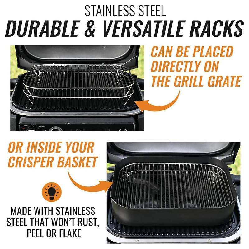 Stainless Steel Rack Set for Ninja Woodfire Outdoor Grill and Smoker