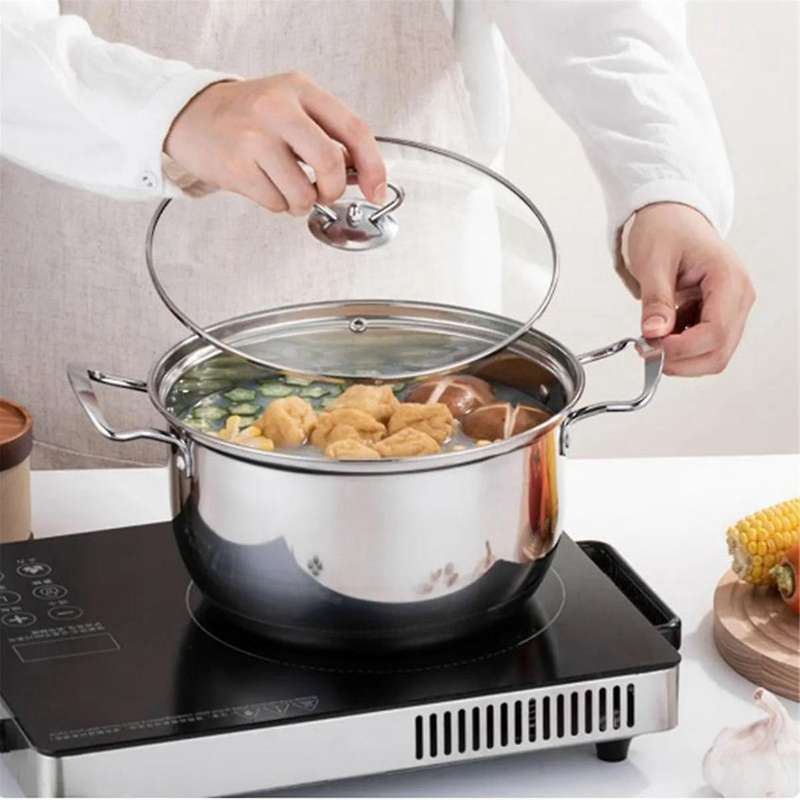 Stainless Steel Pot Kitchen Food Cooking Pot Milk Heating Pot Nonstick Saucepan with Lid