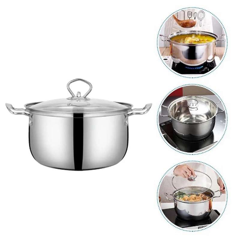 Stainless Steel Pot Kitchen Food Cooking Pot Milk Heating Pot Nonstick Saucepan with Lid