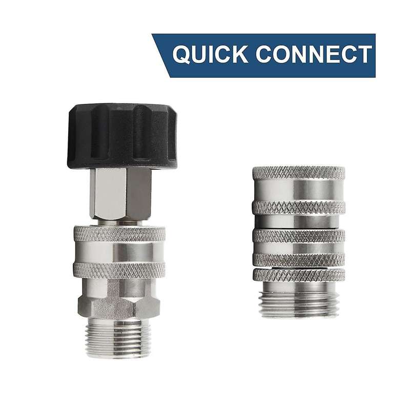 Stainless Steel Pressure Washer Quick Connect Kit,m22 14mm to 3/8in Quick Connect,3/4in to 1/2in Qui
