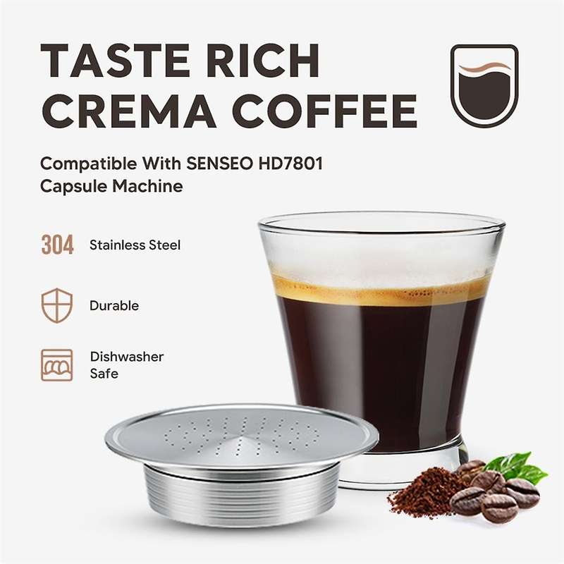 Stainless Steel Reusable Coffee Capsule Pods for HD7801 Machine Coffee Maker Espresso Filter Metal T