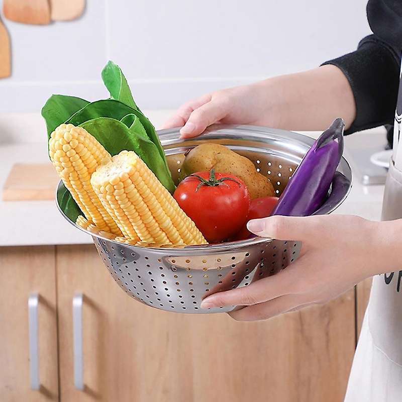 Stainless Steel Rice Sieve Filter, Fruit and Vegetable Drain Bowl Filter