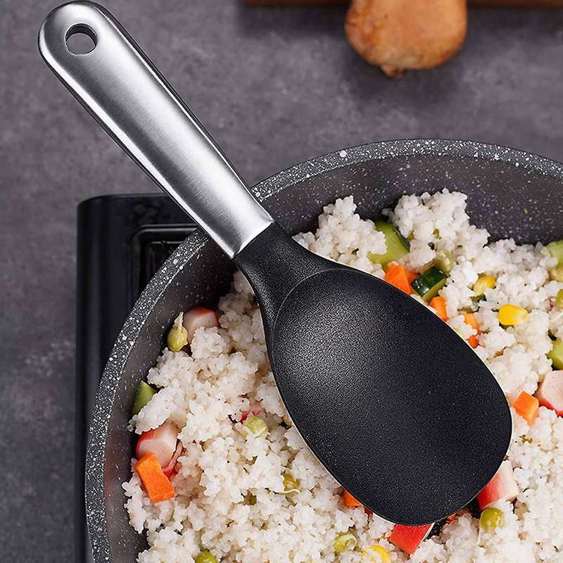 Stainless Steel Silicone Clad Steel Rice Spoon Kitchen Utensils Non-Stick Heat-Resistant, Environmen
