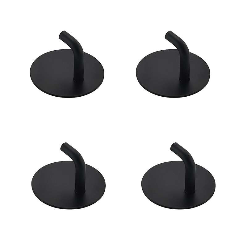 Stainless Steel Single Hook Perforated Bathroom Coat Hook Storage Wall Towel Hook Kitchen Hook Black