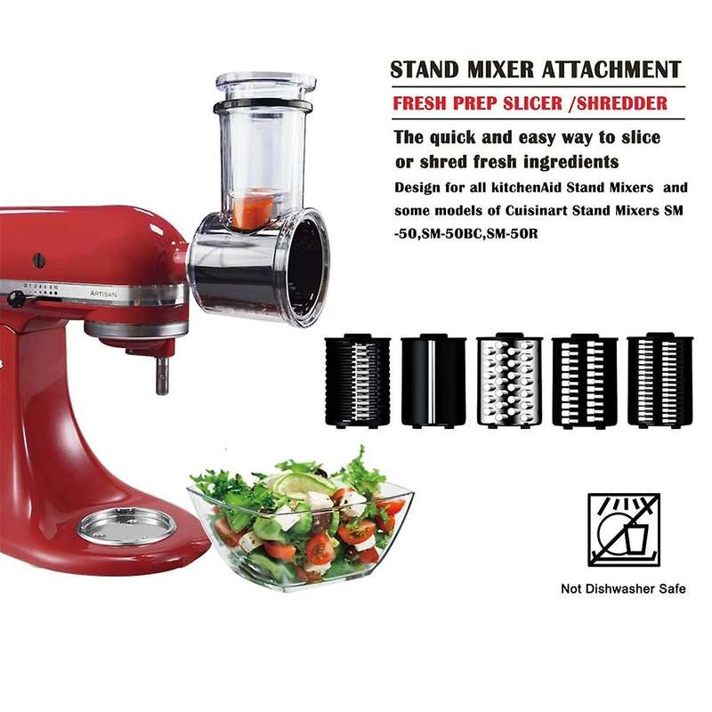 Stainless Steel Slicer/shredder Attachment for Stand Mixer with 5 Blade Vegetable Slicer, Salad Mak