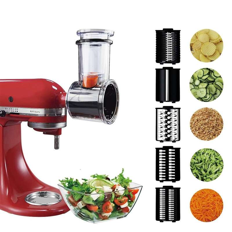 Stainless Steel Slicer/shredder Attachment for Stand Mixer with 5 Blade Vegetable Slicer, Salad Mak