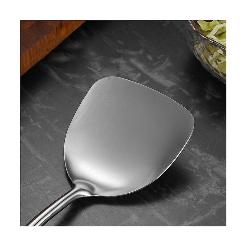 Stainless Steel Spatula for Carbon Steel, Stainless Steel Wok Spatula Metal, Wok Tools Set, Wooden H