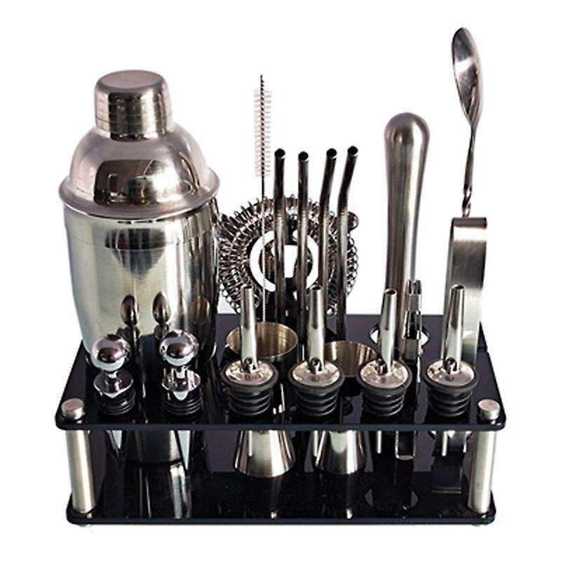 Stainless Steel Shaker Set Bartender Kit Boston Shaker Tool Set with Acrylic Stand and Bar Set