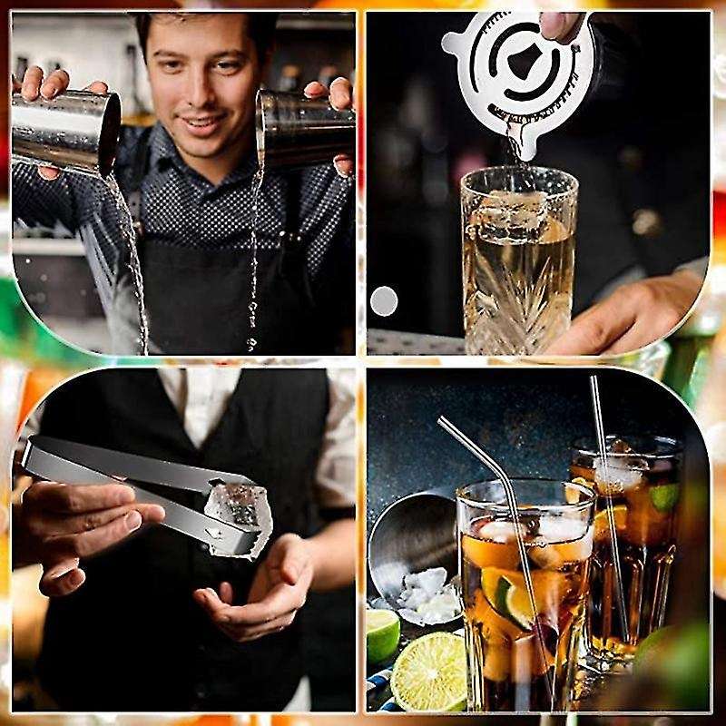 Stainless Steel Shaker Set Bartender Kit Boston Shaker Tool Set with Acrylic Stand and Bar Set
