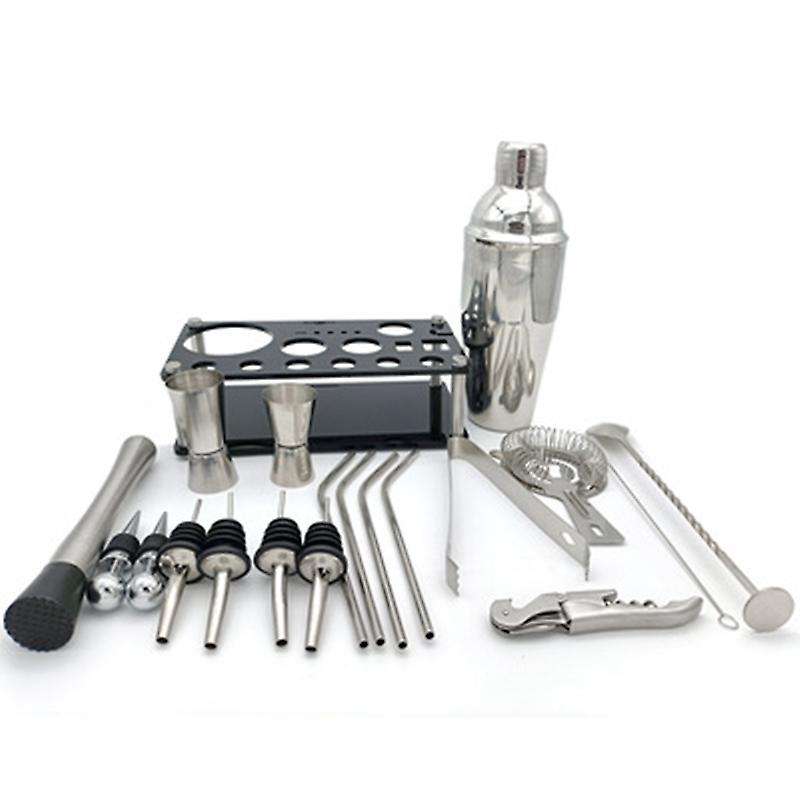 Stainless Steel Shaker Set Bartender Kit Boston Shaker Tool Set with Acrylic Stand and Bar Set