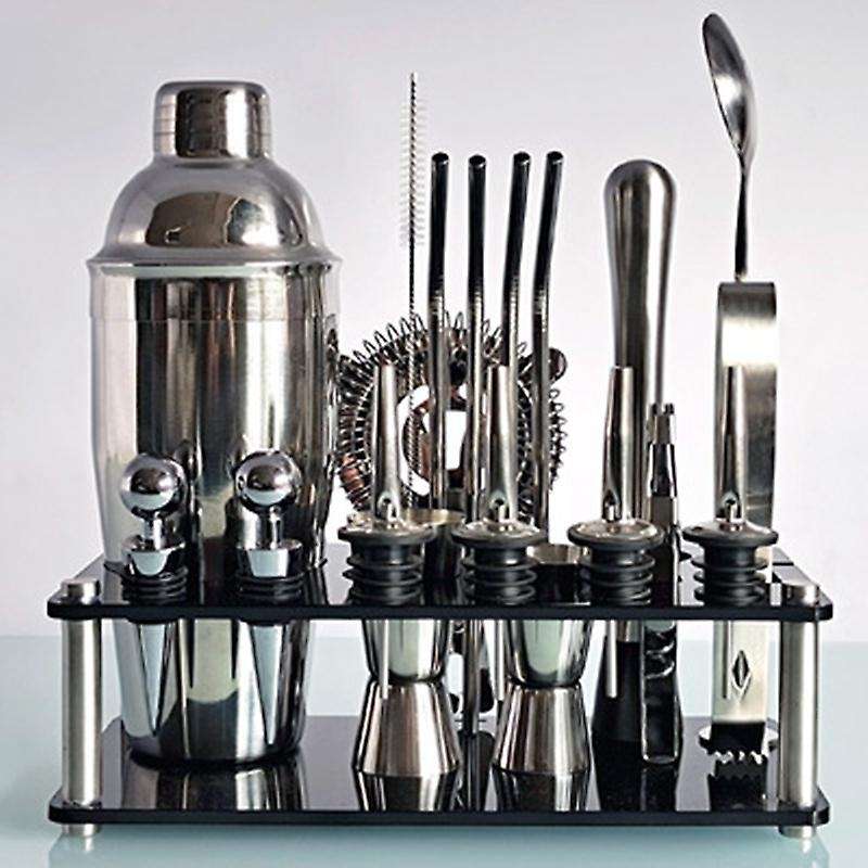 Stainless Steel Shaker Set Bartender Kit Boston Shaker Tool Set with Acrylic Stand and Bar Set
