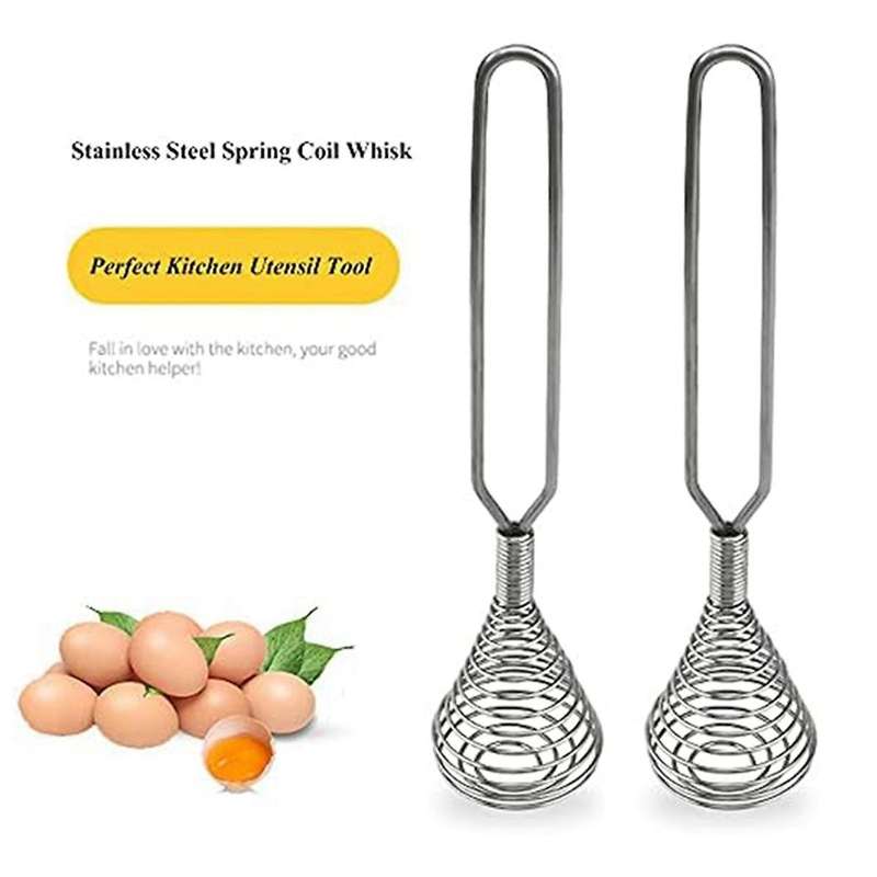 Stainless Steel Spring Coil Whisk Wire Whip-Cream Egg Beater -Cream Hand Mixer Kitchen Tool Accessor