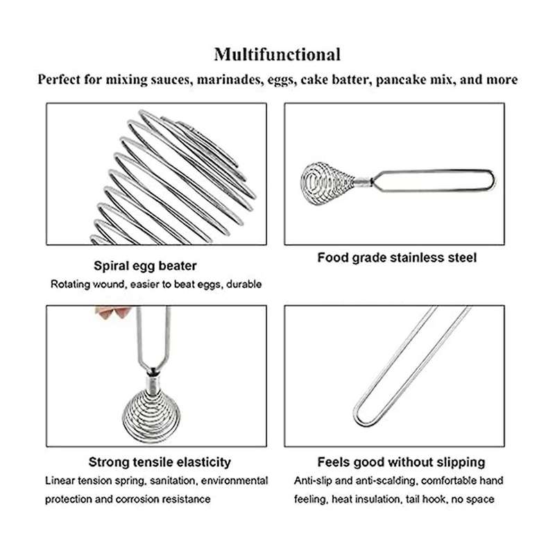 Stainless Steel Spring Coil Whisk Wire Whip-Cream Egg Beater -Cream Hand Mixer Kitchen Tool Accessor