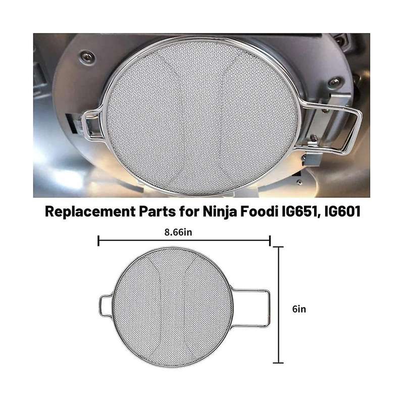 Stainless Steel Splatter for Ninja Foodi Ig600 Ig601 Ig651 Accessories Grill Dishwasher Safe & Reus