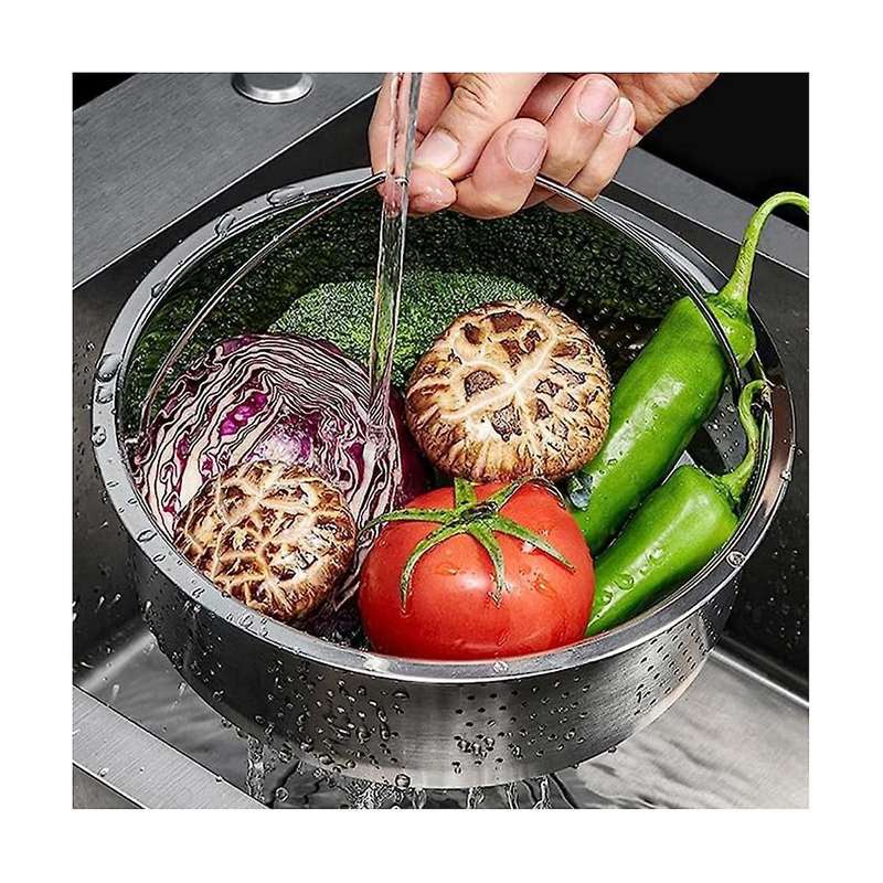 Stainless Steel Steamer Basket Metal Steamer Insert Steaming Rack Vegetables Fruit Colander Straine