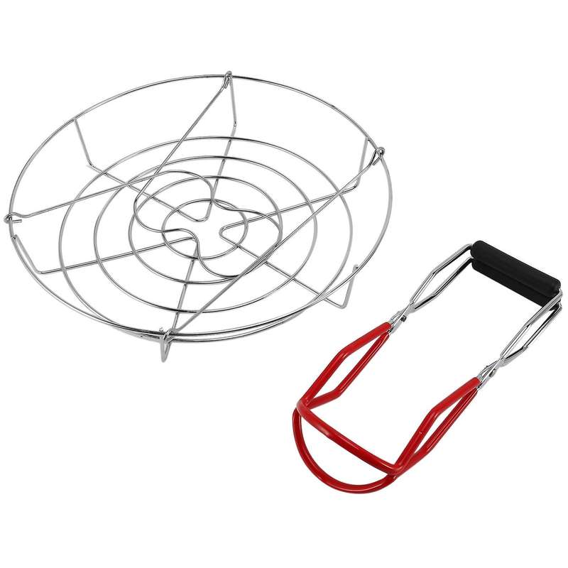 Stainless Steel Steamer Canning Rack and Canning Tongs with Handles for Regular Mouth Or Stand Pres