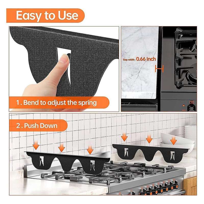Stainless Steel Stove Space Covers, Kitchen Stove Counter Space Filler, Range Trim Kit Stove Guard C