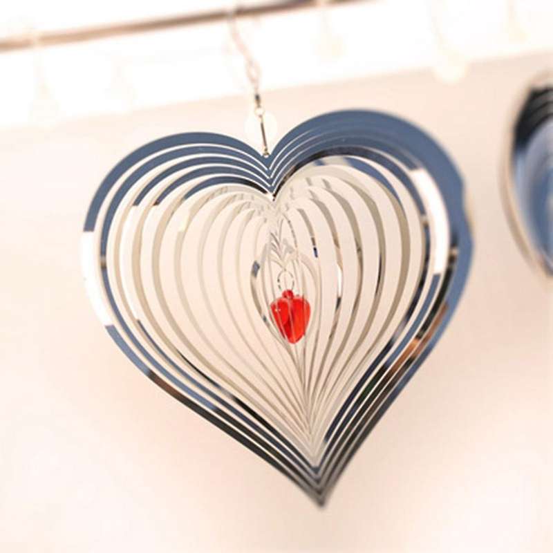 Stainless Steel Stereo Rotating Metal Wind Chime Wind Beating Heart Wind and Decorations Hanging Wi