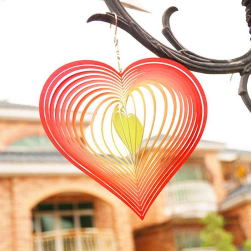 Stainless Steel Stereo Rotating Metal Wind Chime Wind Beating Heart Wind and Decorations Hanging Wi