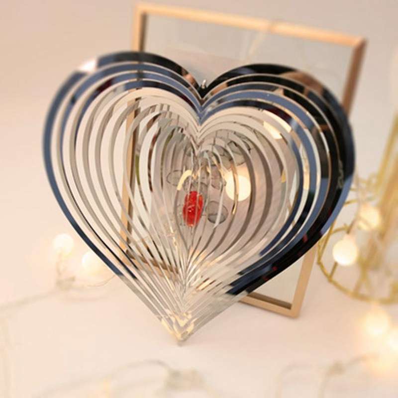 Stainless Steel Stereo Rotating Metal Wind Chime Wind Beating Heart Wind and Decorations Hanging Wi
