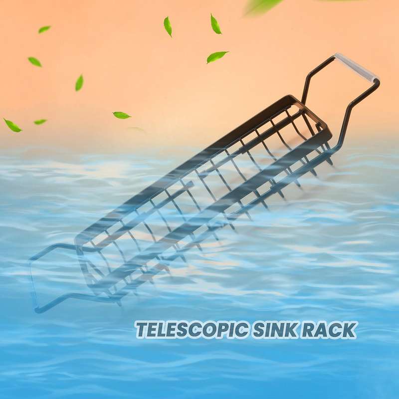 Stainless Steel Telescopic Sink Rack - Expandable Storage Drain Basket Sponges for Hygienic Organiz