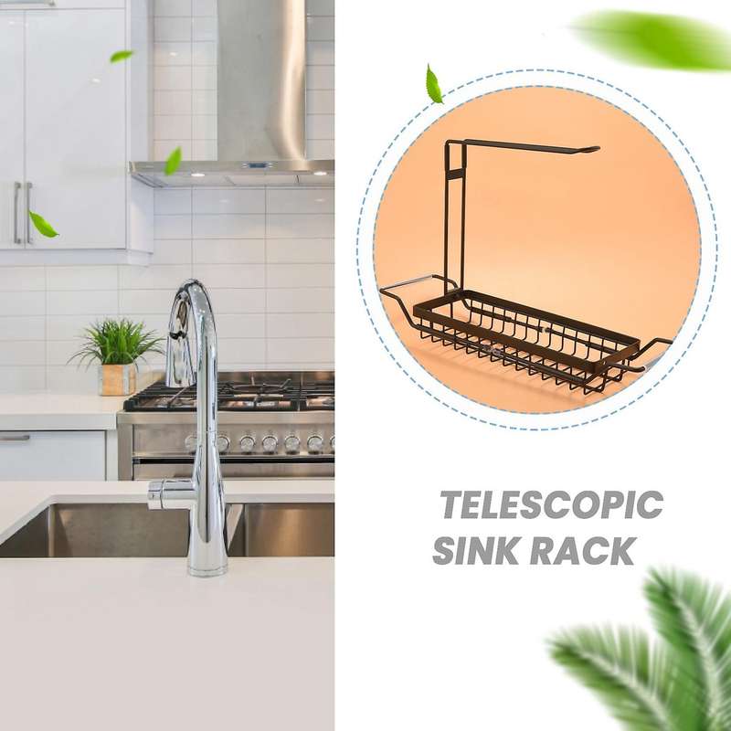 Stainless Steel Telescopic Sink Rack - Expandable Storage Drain Basket Sponges for Hygienic Organiz